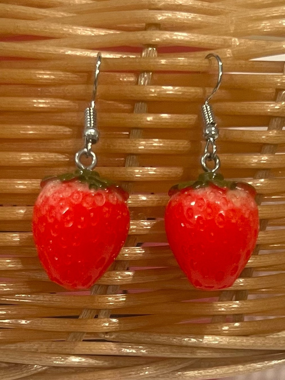 NWOT Strawberry Dangle Earrings - Red Fruit Charm Earrings